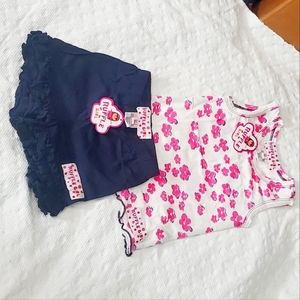 Flowers  summer ruffle shorts top set 12/18m ruffle girl knit